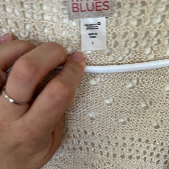 Canyon River blue large open front cream, bohemian cardigan - Picture 3 of 5